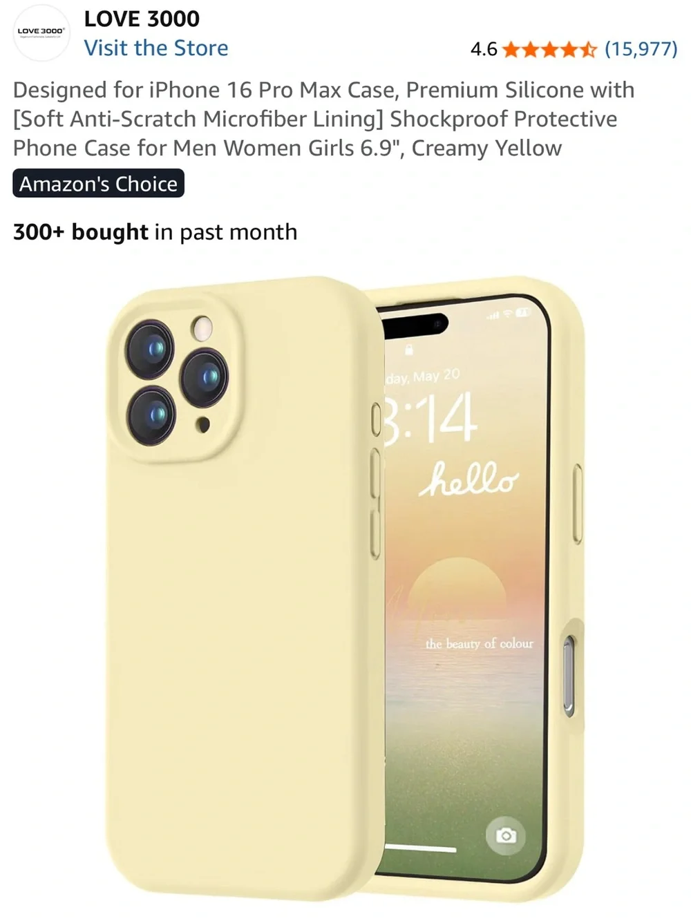 Creamy Yellow Silicone Case for iPhone 16 Pro Max